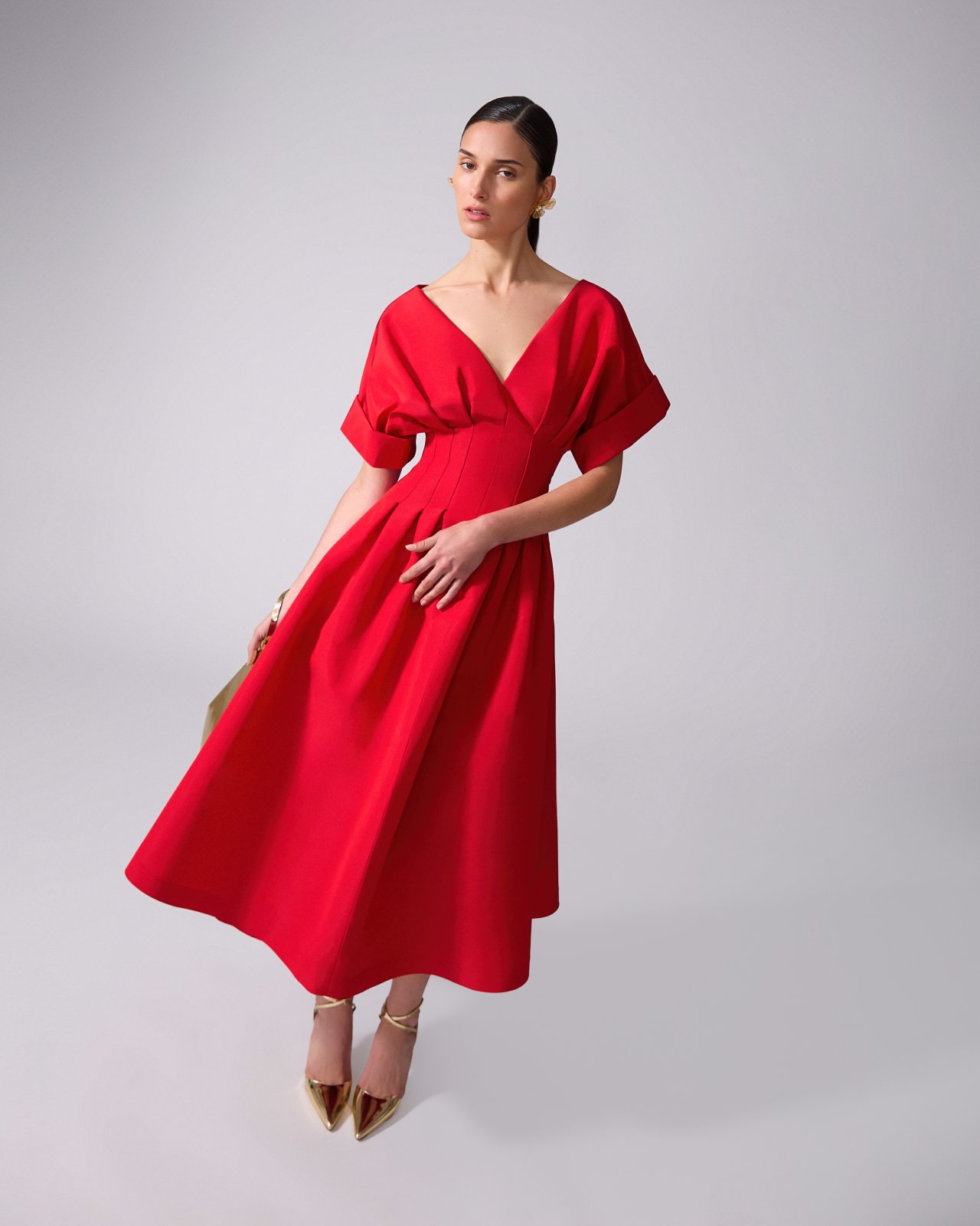 Gathered Waist Midi Dress