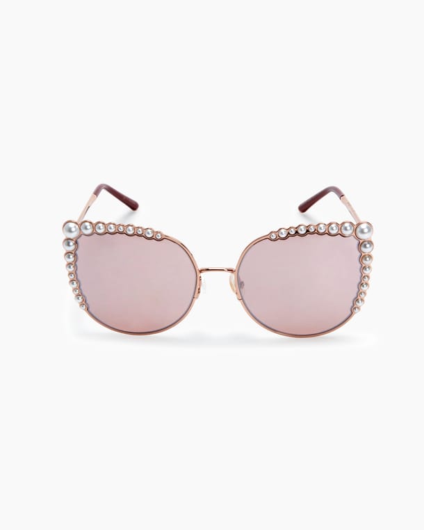 Pearl-Frame Oversized Round Sunglasses