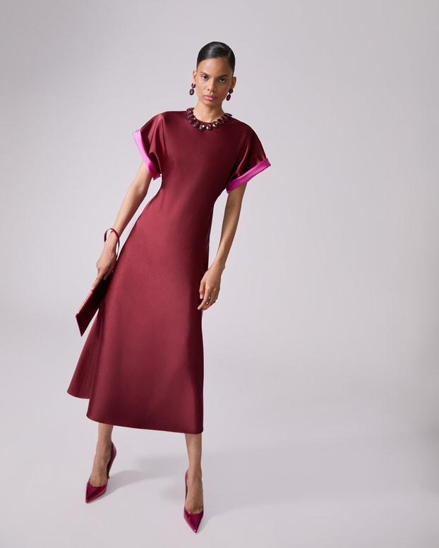 Bias-Cut Satin Midi Dress