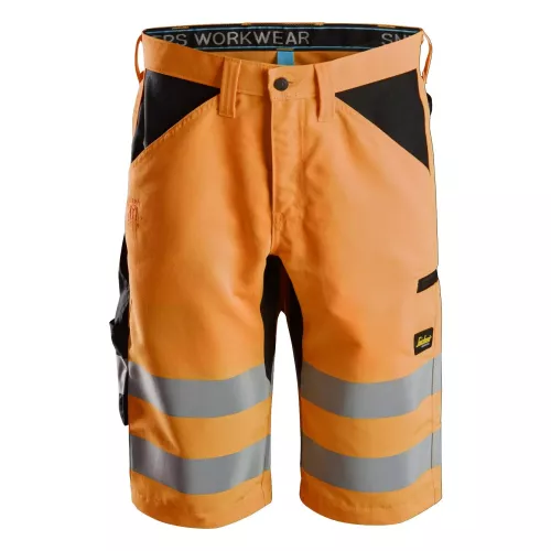 Snickers Workwear LiteWork High-Vis Shorts+ Klasse 1, 6132, Farbe High Visibility Orange/Black, Größe 46