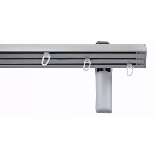 GARESA Gardinenschiene ″Flächenvorhangschiene Compact″ 3 läufig-läufig Wunschmaßlänge Aluminiumschiene für Vorhänge mit Gleiter, verlängerbar, Wand