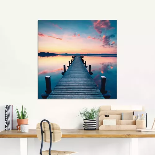 Artland Glasbild ″Langer Pier am See im Sonnenaufgang″ Gewässer 1 Stk. tlg. in verschiedenen Größen