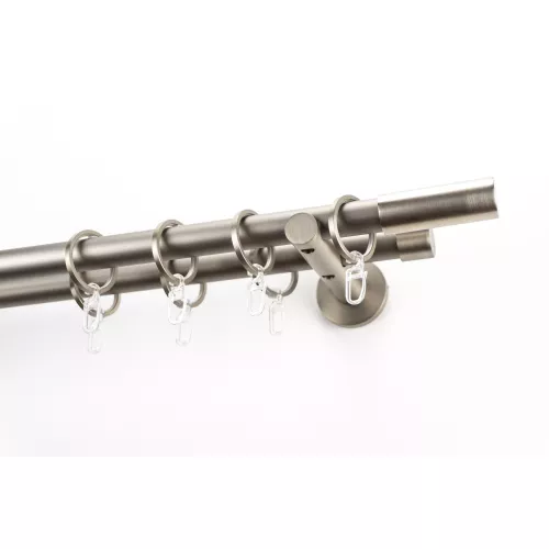 GARESA Gardinenstange ″EASY″ Ø 20 mm 2 läufig-läufig Wunschmaßlänge Vorhanggarnitur, verlängerbar, Wandmontage, Aluminium, mit Ringe