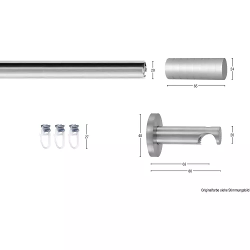 GARESA Gardinenstange ″EASY″ Ø 20 mm 1 läufig-läufig Wunschmaßlänge