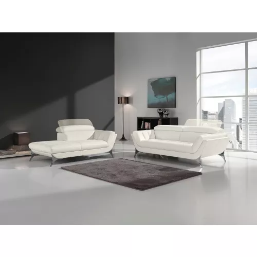 Egoitaliano Polstergarnitur ″Sueli″ Set, bestehend aus Sofa und Recamiere, Kopfteilverstellung, Bezug Leder