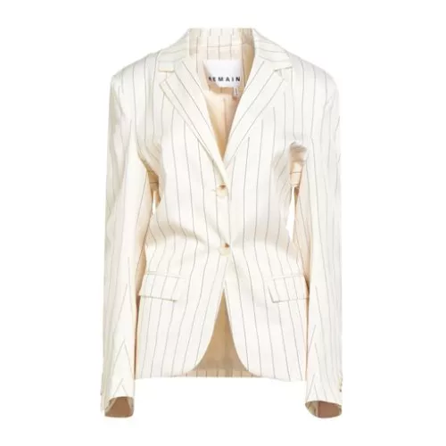Remain Birger Christensen Damen Cremeweiß Blazer Viskose, Leinen