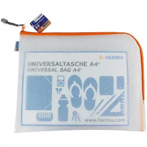 HERMA Reißverschlussbeutel DIN A4 überbreit transparent/orange, 1 St.