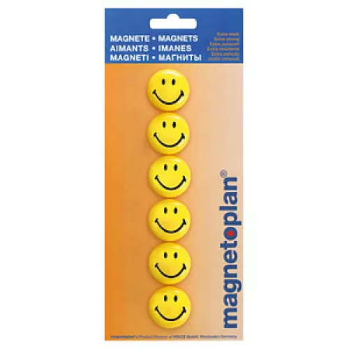 magnetoplan Smilie Magnete Motiv, Kunststoff Ø 3,0 cm, 6 St.