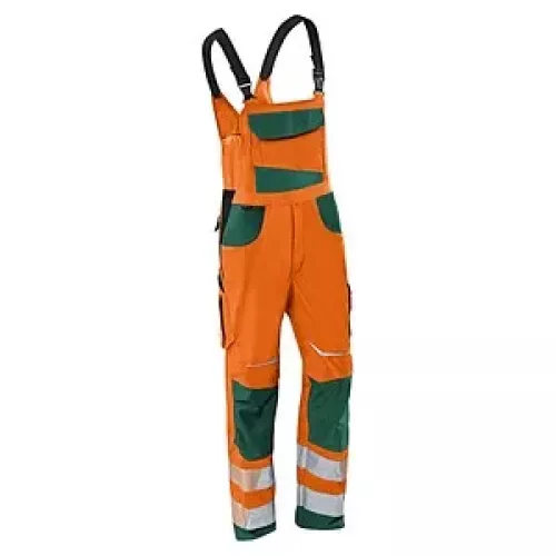 KÜBLER® unisex Warnschutz-Latzhose REFLECTIQ orange, moosgrün Größe 110