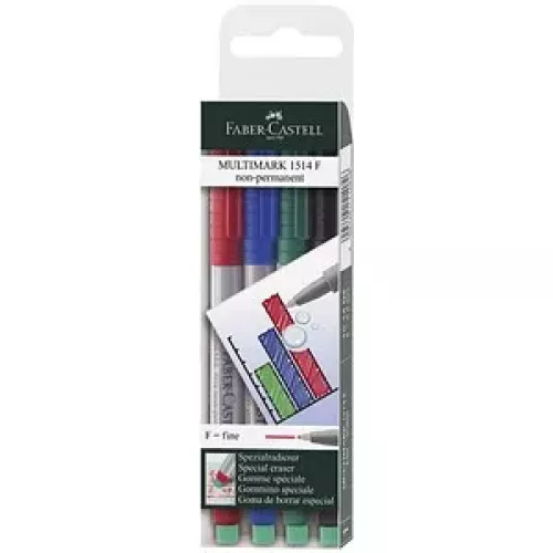 FABER-CASTELL MULTIMARK Folienstifte-Set farbsortiert non-permanent, 4 St.
