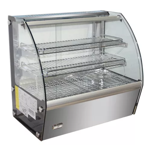 Wärmevitrine 120L mit LED-Beleuchtung und gebogenem Glas