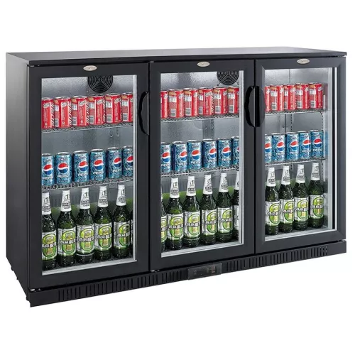 Barkühler Schwarz 3 Glastüren LED 330 Liter 1350x520x900 mm
