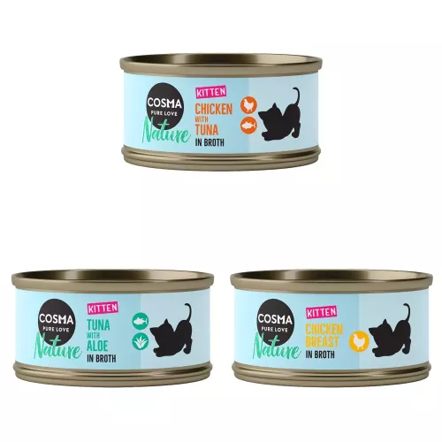 6x70g Cosma Nature Kitten Mix 3 Sorten Kittenfutter
