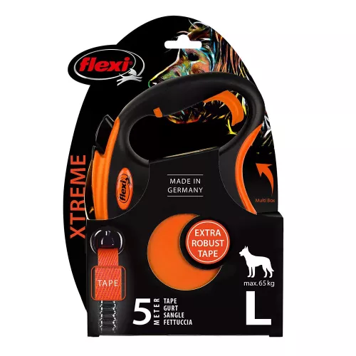 flexi Xtreme Gurt-Leine orange, 5m / L bis 65kg Hund