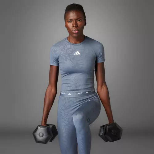 Adidas TECHFIT Printed T-Shirt Frauen Onix XS