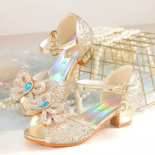 Sommer Mädchen Sandalen Mit Ferse Mode Strass Shiny Glitter Schuhe Kinder Prinzessin Bowtie Perle Tanzen Schuhe H876