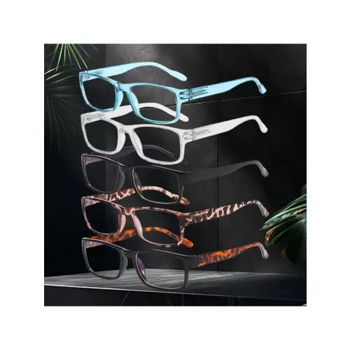 1/5 Stück Lesebrille Trend Mode Brille Federbeine HD Schwarz/Blau/Transparent Männer und Frauen