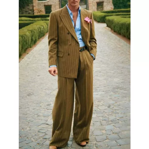 Gestreifter Anzug für Herren, zweiteiliger Anzug, eleganter Modeanzug, lässige Mode, Arbeitskleidung, Partykleid, Herren-Pendlerkleidung, Herrenbeklei