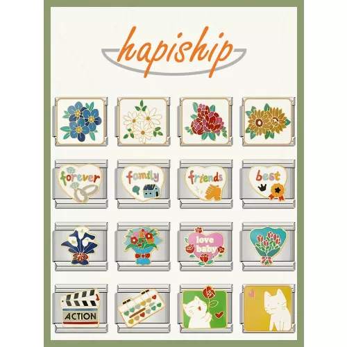 Hapiship Drop Shipping Frauen Mode Blume Herz Katze Italienischen Charme Fit 9mm Edelstahl Armband Großhandel Schmuck DJ1393