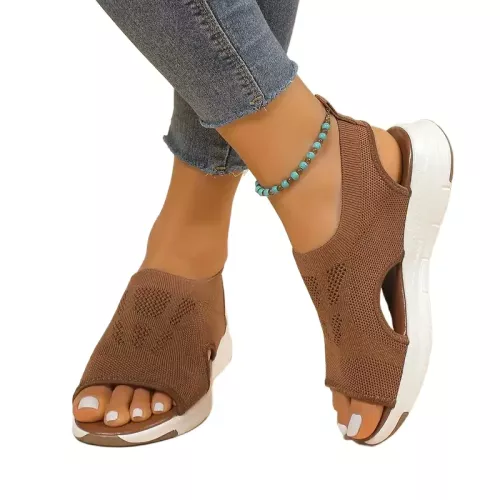 Neue Sommer Mode Komfortable Runde Kappe Dicke Sohle Einfarbig Casual Sport Schuhe Mesh Atmungsaktive Open-toe Sandalen für frauen