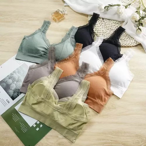 Damen Baumwolle Unterwäsche Tube Tops sexy Spitze BH Mode Sport einfarbig Top Frauen Push-up-BH Bandeau Top sexy Dessous
