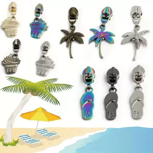 5PCS Sommer Kühlen Kokospalme Hausschuhe Eis Zipper Puller Nette Mode Schule Tasche Quilt Tasche DIY Nähen Puller