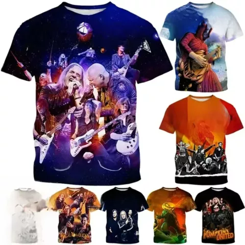 Neue beliebte Rock Halloween Band Print T-Shirts 3d Männer Frauen Mode übergroße Kurzarm T-Shirt Sommer Kind y2k Top Kleidung