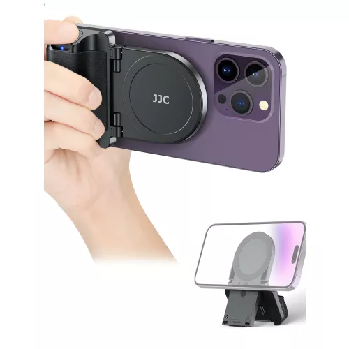 JJC Magnetischer Smartphone-Schießhalter, Telefon-Handgriff, zum Aufstecken, Telefonständer mit Stativhalterung, kabellose Auslöser-Fernbedienung