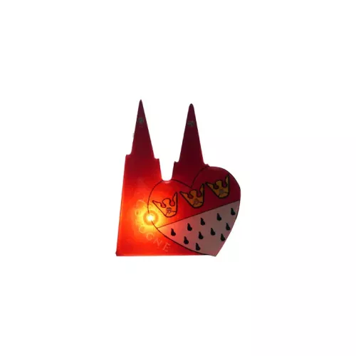 LED Blinkie Kölner Dom mit Sicherheitsnadel  Batterie inkl.  40 x 48 mm