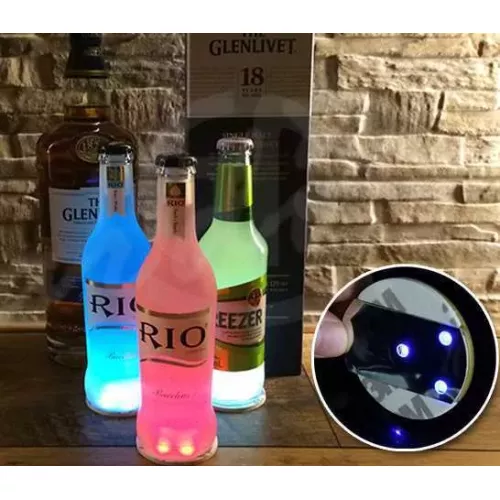 LED Klebepad für Flaschen Gläser BECHER blinkend rot grün blau flashing mug