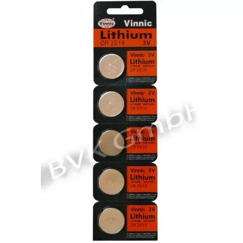 5x Vinnic CR2016 3V Lithium Batterien 3V CR 2016 Knopfzelle 5 Stück