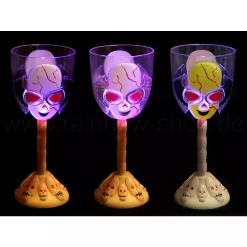 Weinglas Funglas mit Gesichtsaufdruck blinkend Multicolor LED ca. 20 x 8 cm mit licht