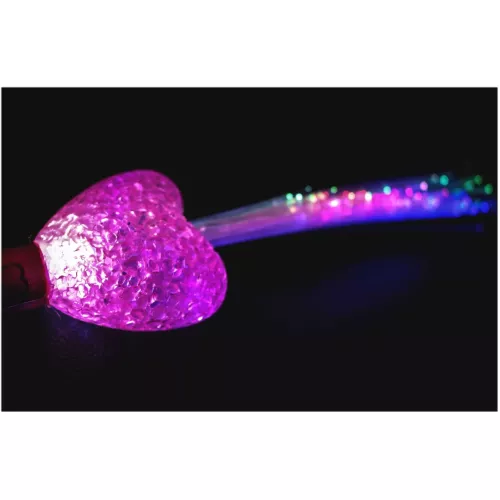 LED Blink Leucht Stab Glasfaser Herz FIBER OPTIK ROT PINK rot grün pink blau