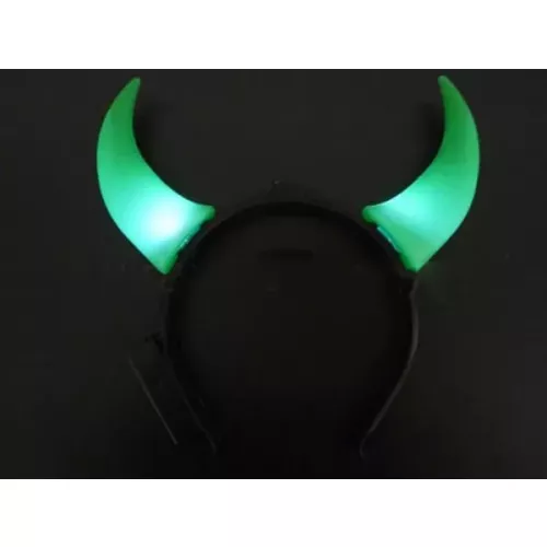 LED Blink Haarreifen GRÜN 9 cm lang Leuchthörner Bockhörner Teufelshörner