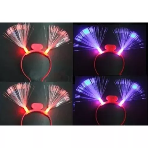 LED Blink Haarreifen Glasfaser Fibre ROT PINK HAAR REIF Licht NEU Fiber