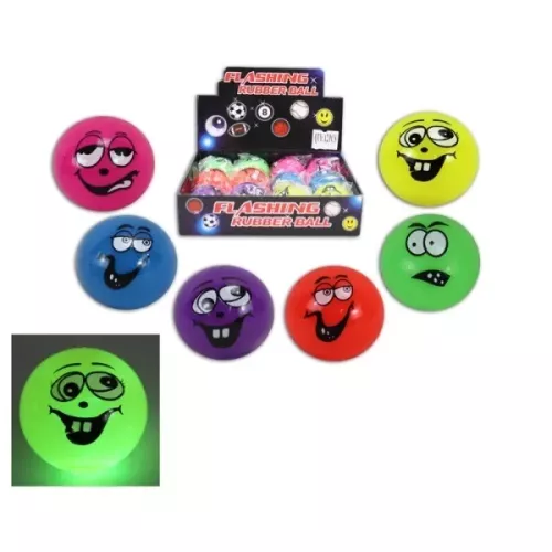 Smilie mit Licht FLUMMI Springball Funny Faces BALL mit LED Blinken bei Aufschlag multicolor