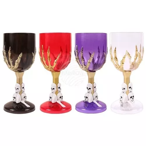 LED Trinkglas Weinglas Funglas mit Totenkopf blinkend Multicolor mit licht