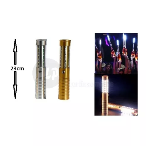 Thrisdar LED-Leuchtstab für Flaschen, weiß, multicolor, 23 cm, akku Silber