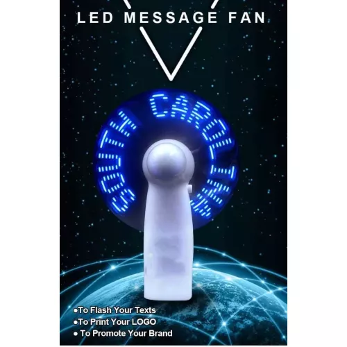 Blink LED Mini Hand Ventilator Propeller programmierbar mit Schriftzug Message USB