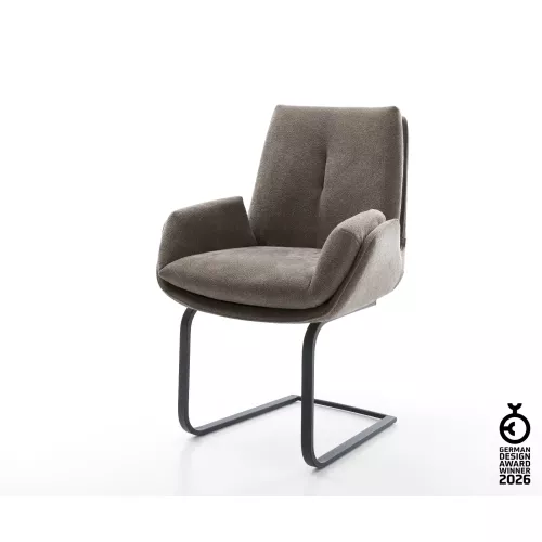 DELIFE Freischwinger Clea-Flex Strukturstoff Soft Taupe Freischwinger flach Schwarz, Esszimmerstühle