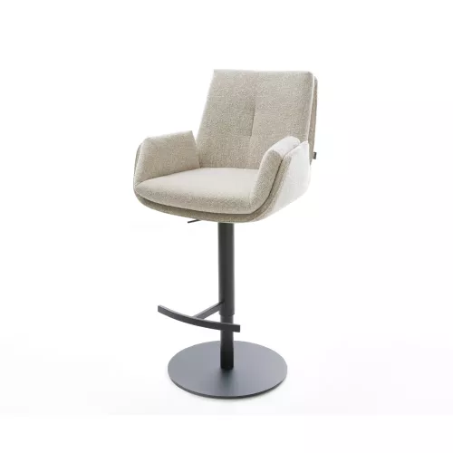 DELIFE Barstuhl Clea-Flex Webstoff Soft Beige Drehfuß höhenverstellbar Metall Schwarz, Barstühle