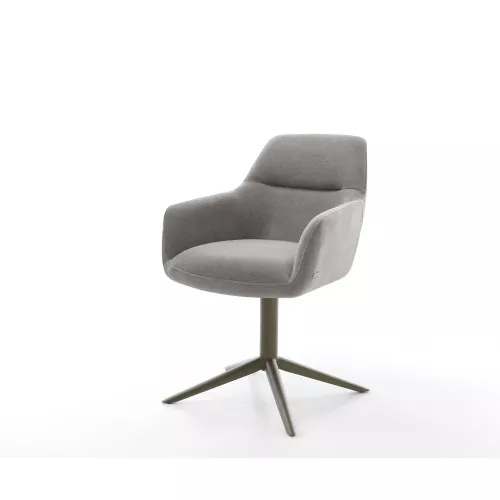 DELIFE Drehstuhl Pejo-Flex Strukturstoff Soft Grau Fußkreuz Effektfinish Titan 360° drehbar Wippfunktion Taschenfederkern, Esszimmerstühle