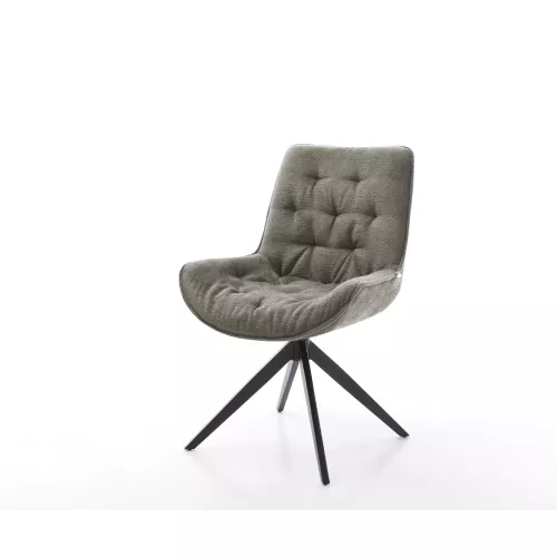 DELIFE Drehstuhl Taimi-Flex Bouclé Soft Schlamm Kreuzgestell breit Schwarz 360° drehbar Wippfunktion, Esszimmerstühle