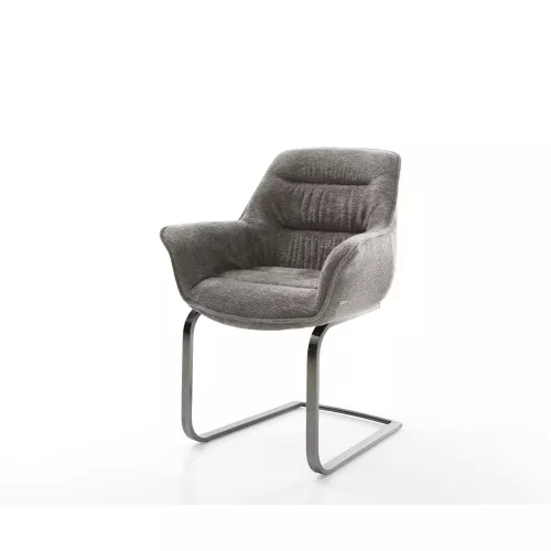 DELIFE Freischwinger Kaira-Flex Bouclé Soft Schlamm Freischwinger flach Graphit, Esszimmerstühle