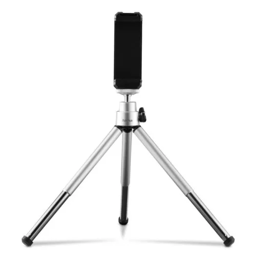 Mini trípode - Hama Fancy 2en1, Para Móviles y Cámaras, Plata