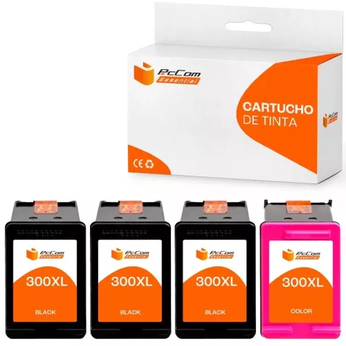 Pccom Essential HP 300XL Cartucho Tinta Compatible Negro/Tricolor Pack 4
