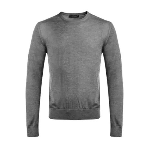 Aragona Hombre Gris Pullover Cachemir, Seda