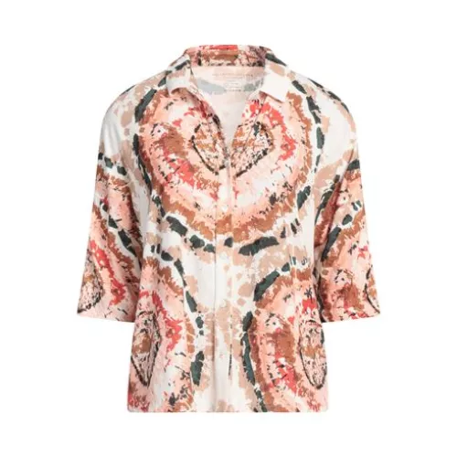 Majestic Filatures 1 Mujer Rosa claro Camisa Viscosa, Lino, Elastán