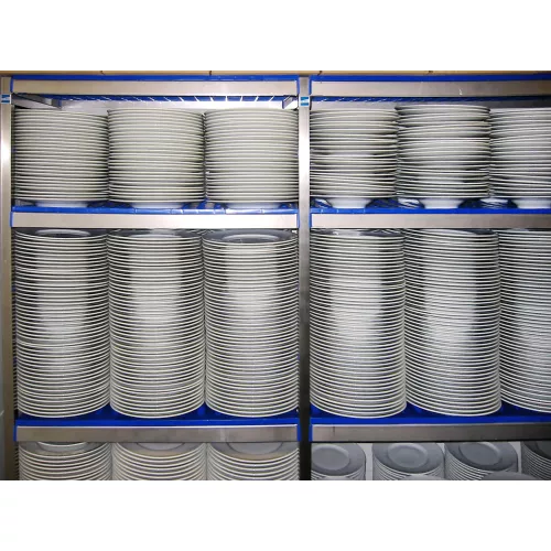 Estantería metálica de acero inox/pp apta para uso alimentario con 6 baldas, 160 x 86 x 50 cm