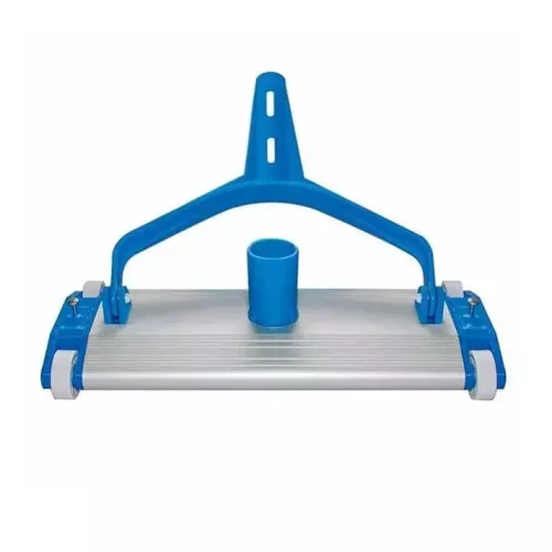Limpiafondos aluminio piscinas 45 cm con cuatro ruedas | cepillo de arrastre, conexión manguera 2''